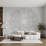 Wall mural White floral design on a white surface