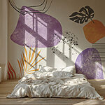 Wall mural Purple and yellow art