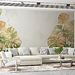 Wall murals Painting of leaves on a wall
