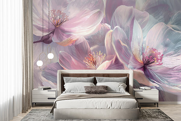 Wall murals Ethereal Blossoms Dancing Lightly (SKU: w01307) Wall murals Wall murals Ethereal Blossoms Dancing Lightly (SKU: w01307)