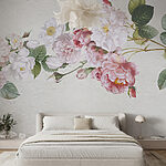 Wall murals Painting of flowers on a white surface