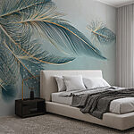 Wall mural Group of feathers on a white background