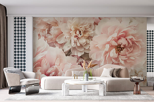 Wall murals Group of pink flowers (SKU: w01232) Wall murals Wall murals Group of pink flowers (SKU: w01232)