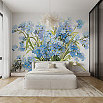 Wall murals Bouquet of blue flowers