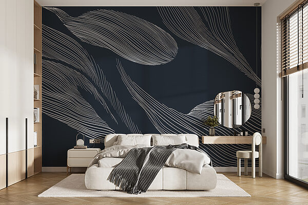 Wall mural Wall mural White lines on a blue background (SKU: w01216)