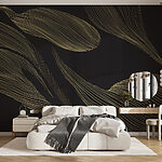 Wall murals Black background with yellow lines
