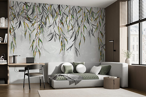 Willow leaves dancing in breeze Wall murals Willow leaves dancing in breeze