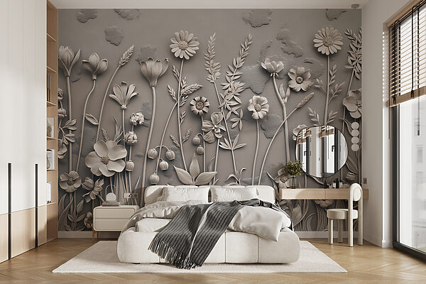 Wall mural Wall art with flowers and plants