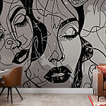 Wall murals Black and white image of a woman’s face