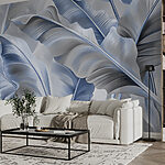 Wall murals Elegant blue leaves in abstract