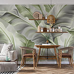 Wall mural Elegant silver-green leaf patterns
