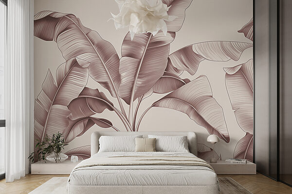 Elegant sepia-tone botanical illustration Wall murals Elegant sepia-tone botanical illustration