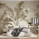 Wall murals Elegant leaves in serene monochrome