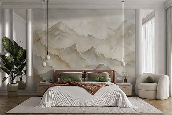 White and brown marble Wall murals White and brown marble