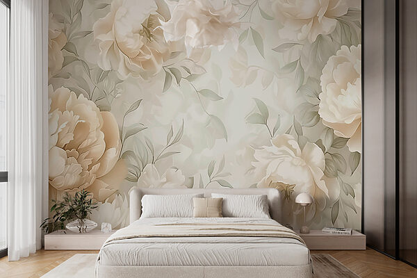 Wall murals Creamy blossoms in delicate dance (SKU: w07892) Wall murals Wall murals Creamy blossoms in delicate dance (SKU: w07892)