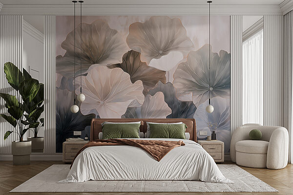 Group of flowers with leaves Wall murals Group of flowers with leaves