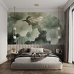 Wall murals Group of leaves with a light background