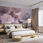 Wall mural Group of flowers with leaves