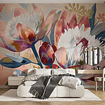 Wall murals Painting of flowers on a surface