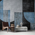 Wall mural Black and blue and white art piece