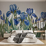 Wall murals Group of blue flowers