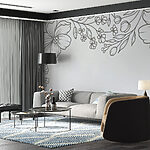 Wall murals White background with black and white flowers