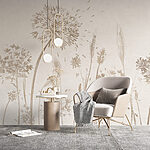 Wall mural Drawing of dandelions and wheat