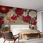 Wall murals Group of flowers on a grey background