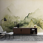 Wall murals Painting of mountains and fog
