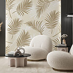 Wall murals Pattern of leaves on a beige background