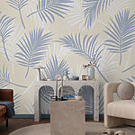 Wall murals Pattern of blue and white leaves