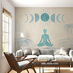 Wall murals Drawing of a person sitting in a lotus position surrounded by plants
