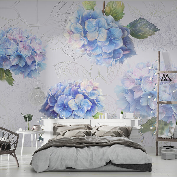 Wall mural Wall mural Delicate hydrangeas in soft hues (SKU: w07942)