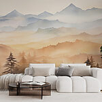 Wall murals Landscape of mountains and trees