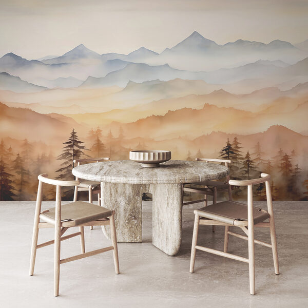 Wall murals Wall murals Landscape of mountains and trees (SKU: w08023)