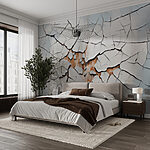 Wall murals Cracked white paint on a wall