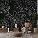 Wall murals Black and white floral pattern