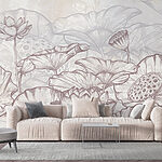 Wall murals Drawing of flowers and leaves