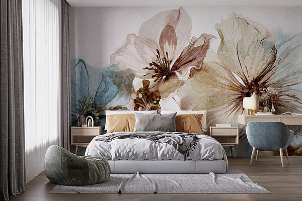 Ethereal blossoms in artistic bloom Wall murals Ethereal blossoms in artistic bloom