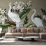 Wall murals Wallpaper with birds and flowers