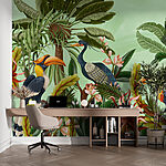 Wall murals Group of birds and flowers