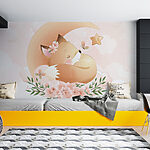 Wall murals Cartoon of a fox sleeping on the moon