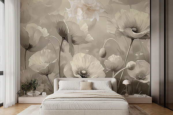 Sepia tones soften floral beauty. Wall murals Sepia tones soften floral beauty.