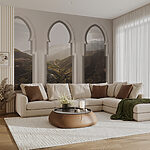 Wall murals Three arched windows with a valley in the background