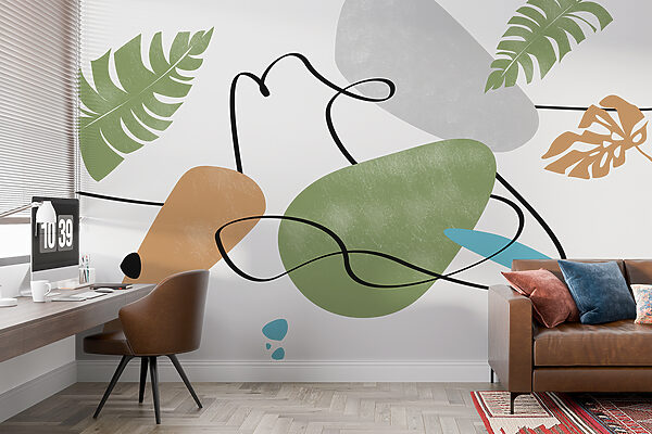 Colorful art with leaves Wall murals Colorful art with leaves