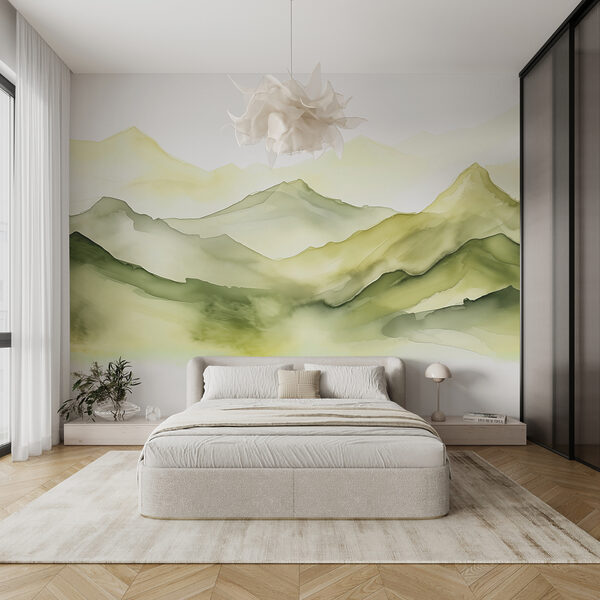 Painting of a mountain range Wall murals Painting of a mountain range