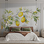 Wall murals Branch of lemon tree with yellow fruits