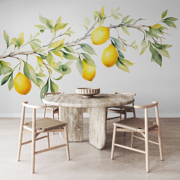 Branch of lemon tree with yellow fruits Wall mural Branch of lemon tree with yellow fruits