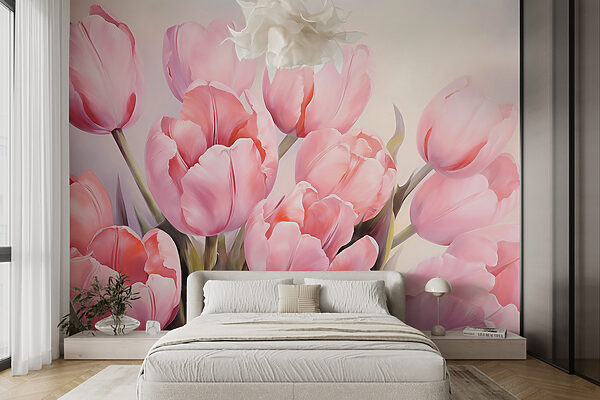 Wall murals Blush Tulips Dance in Light (SKU: w08100) Wall murals Wall murals Blush Tulips Dance in Light (SKU: w08100)