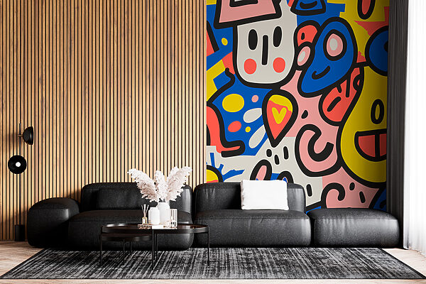 Colorful pattern with different shapes and colors Wall murals Colorful pattern with different shapes and colors